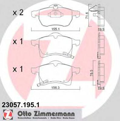 ZIMMERMANN 230571951 Комплект гальмівних колодок, дискове гальмо