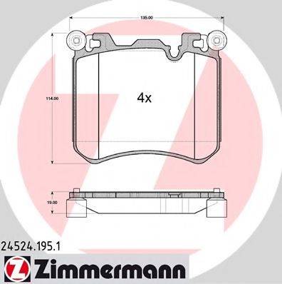 ZIMMERMANN 245241951 Комплект гальмівних колодок, дискове гальмо