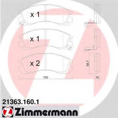 ZIMMERMANN 213631601 Комплект гальмівних колодок, дискове гальмо