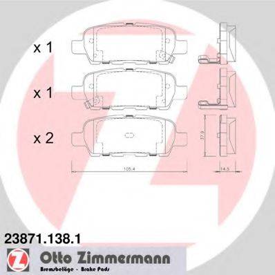 ZIMMERMANN 238711381 Комплект гальмівних колодок, дискове гальмо