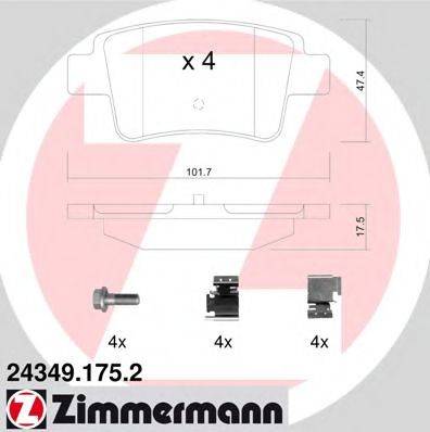 ZIMMERMANN 243491752 Комплект гальмівних колодок, дискове гальмо