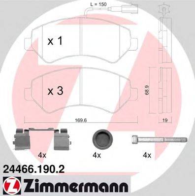 ZIMMERMANN 244661902 Комплект гальмівних колодок, дискове гальмо