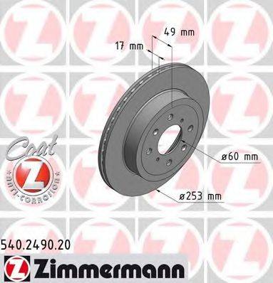 ZIMMERMANN 540249020 гальмівний диск