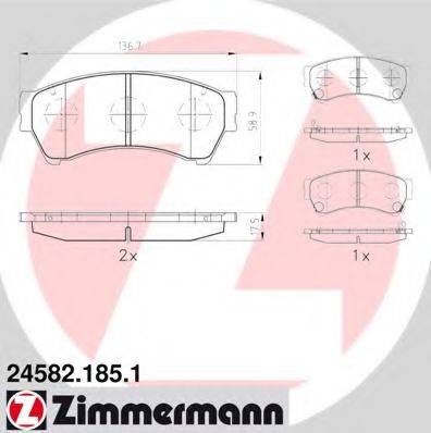 ZIMMERMANN 245821851 Комплект гальмівних колодок, дискове гальмо