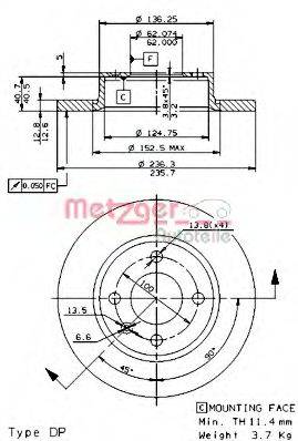 METZGER 14636E гальмівний диск