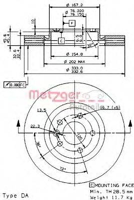 METZGER 24917E гальмівний диск