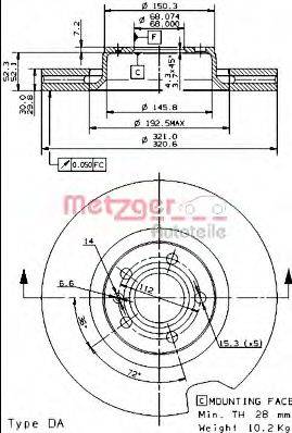 METZGER 24930E гальмівний диск