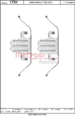 METZGER 1091751 Комплектуючі, колодки дискового гальма