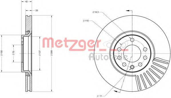 METZGER 6110103 гальмівний диск