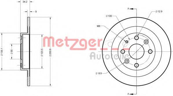 METZGER 6110211 гальмівний диск