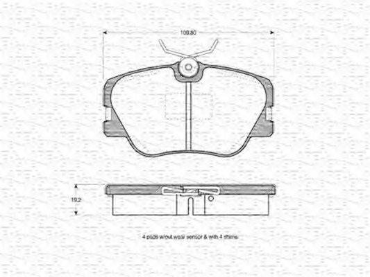 MAGNETI MARELLI 363702160044 Комплект гальмівних колодок, дискове гальмо