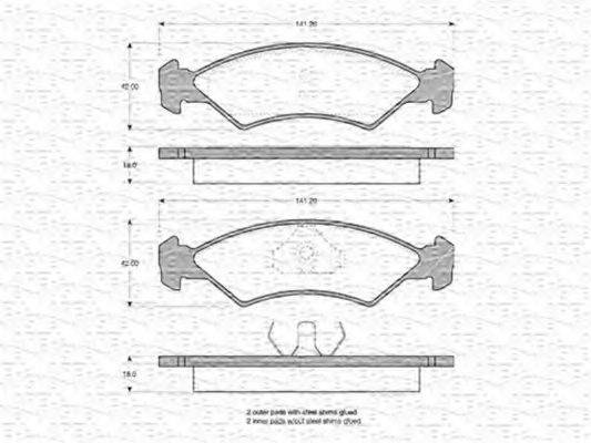 MAGNETI MARELLI 363702160202 Комплект гальмівних колодок, дискове гальмо