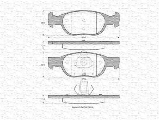 MAGNETI MARELLI 363702160351 Комплект гальмівних колодок, дискове гальмо