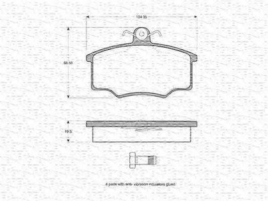 MAGNETI MARELLI 363702160947 Комплект гальмівних колодок, дискове гальмо